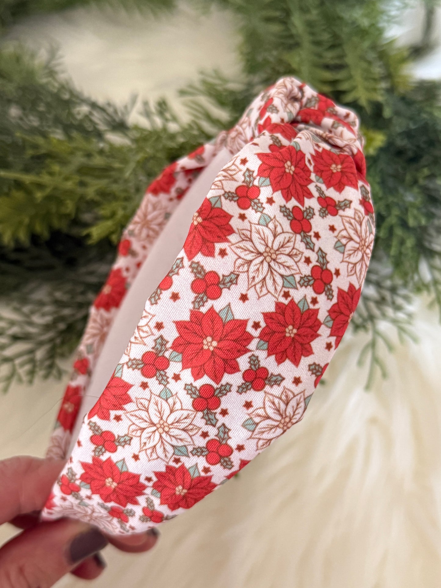 Pretty Poinsettias Knotted Headband