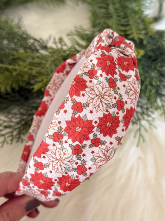 Pretty Poinsettias Knotted Headband