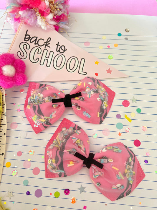 Shaker Pink Crayon Bow