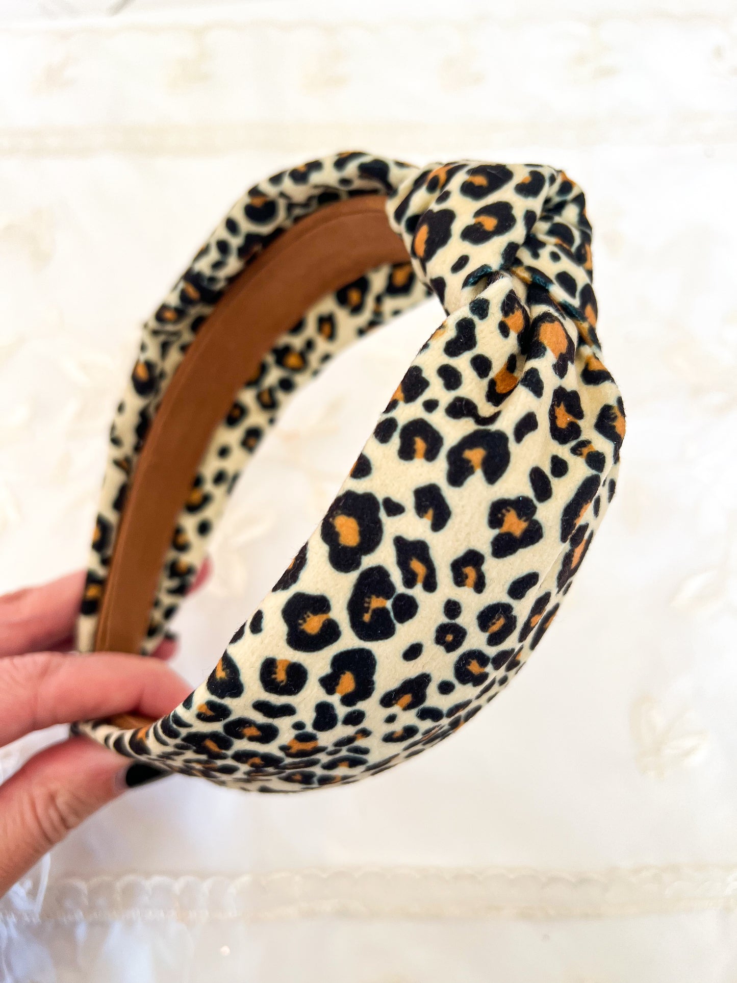 Suede Leopard Knotted Headband