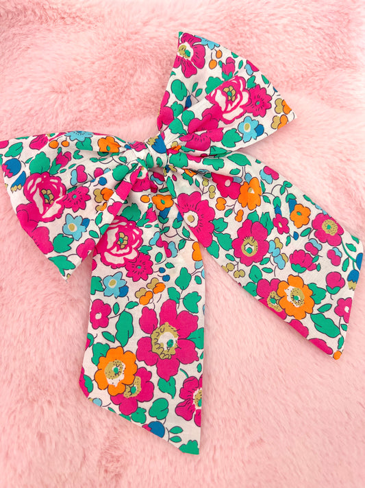 Bright Florals Long Tail Bow