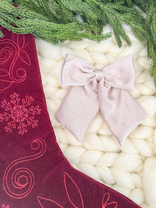 Champagne Satin Long Tail Bow