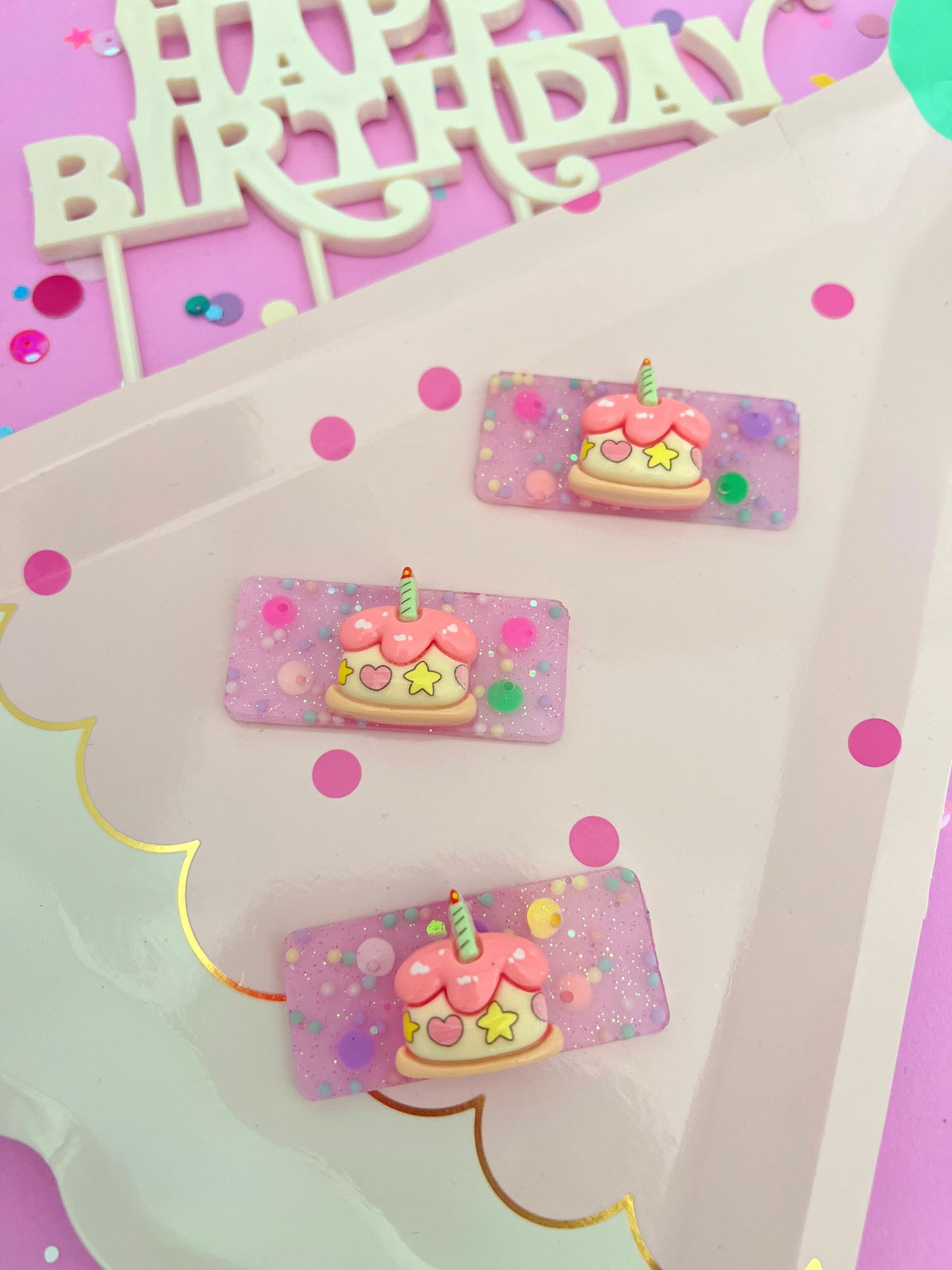 Birthday Cake // Resin Bar Clip