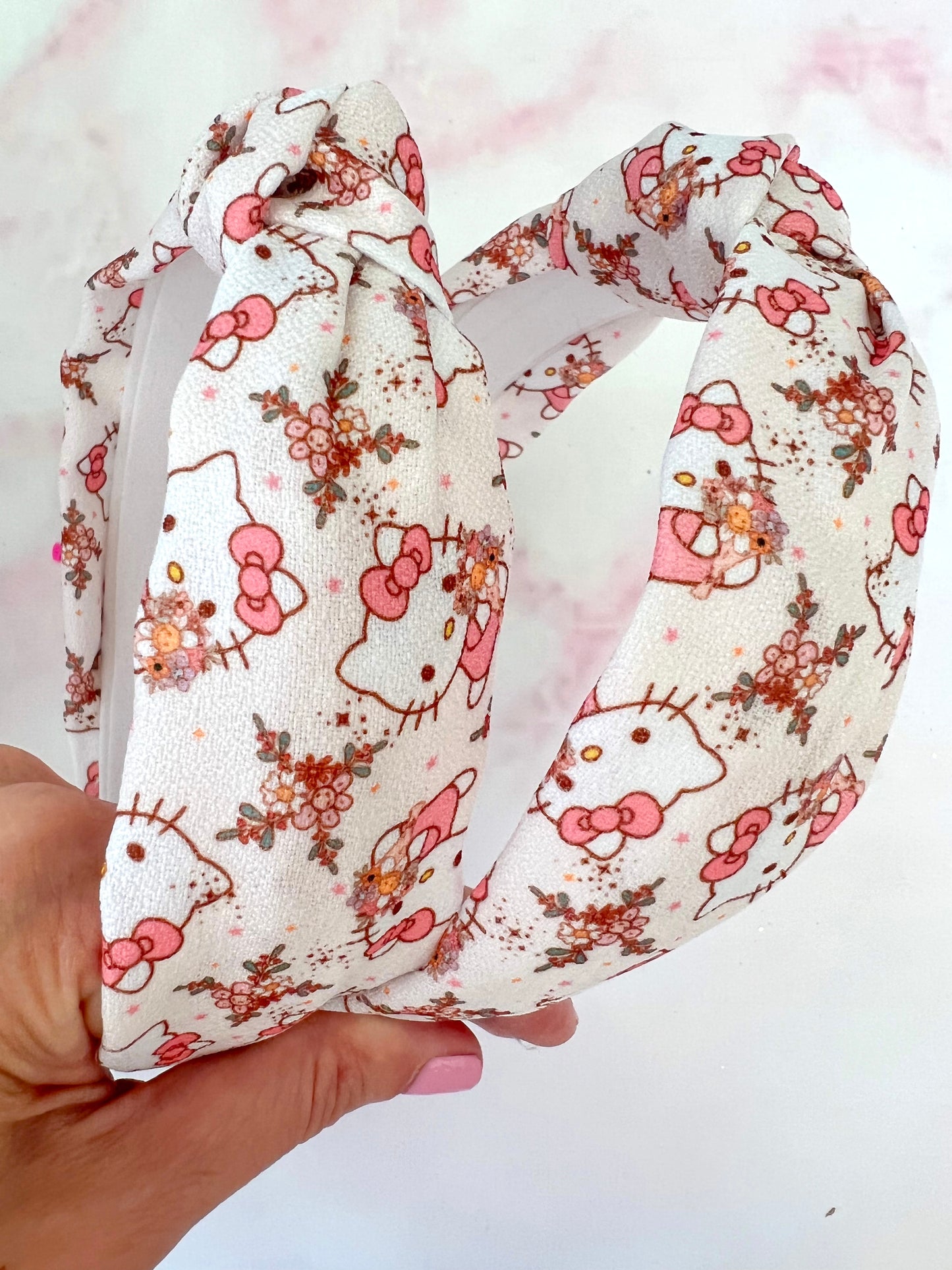 Flowery Kitty Knotted Headband