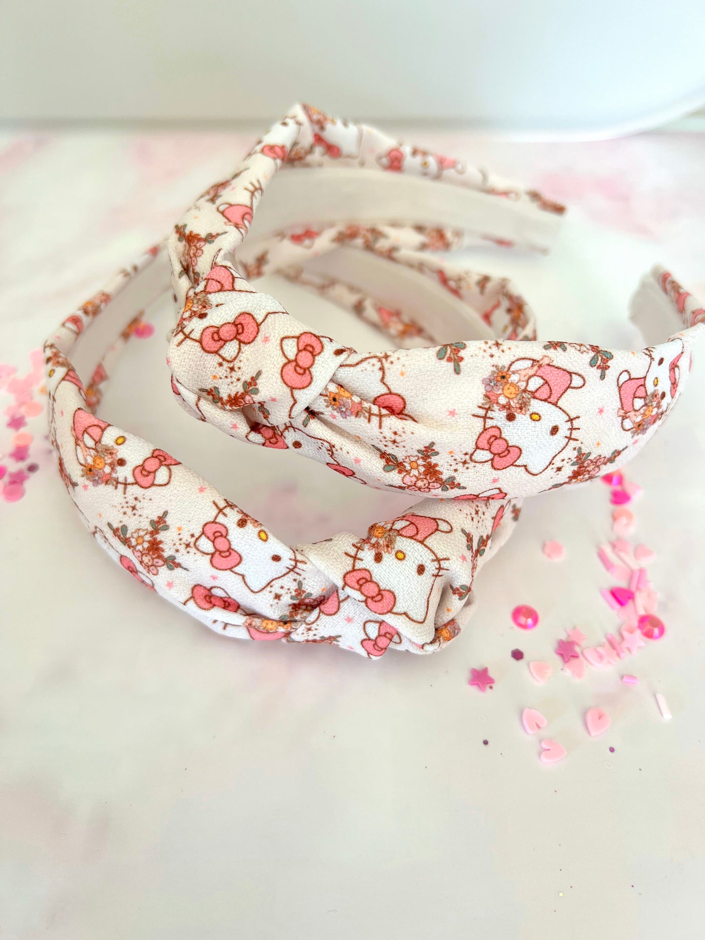 Flowery Kitty Knotted Headband