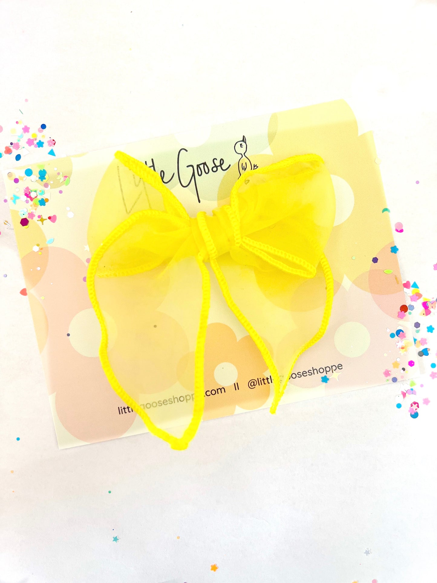 Fluorescent Yellow Organza // Mini Frankie Bow